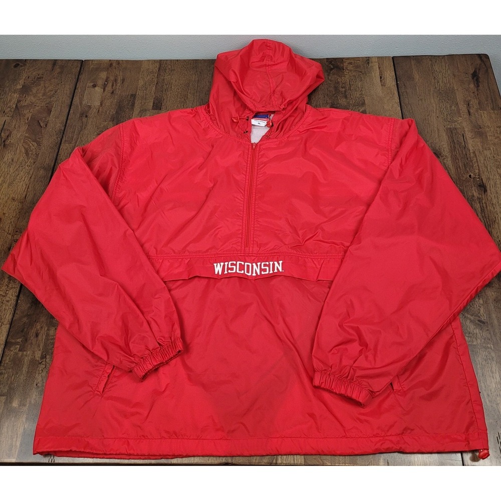 Champion Wisconsin Men's Red Pullover Windbreaker Jacket Size XL